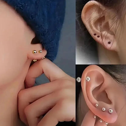 1 Pair Minimalist Round 304 Stainless Steel 18K Gold Plated Ear Studs