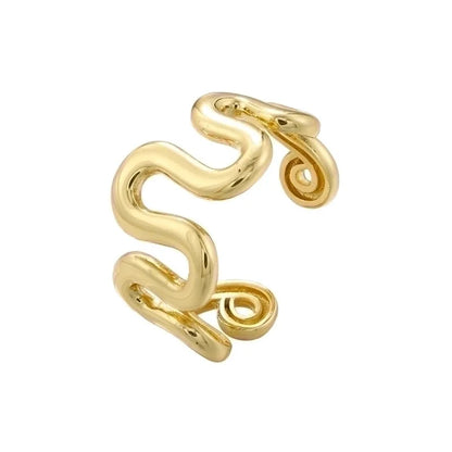 Casual Vintage Style Minimalist Irregular Water Droplets Copper 18k Gold Plated Open Rings In Bulk