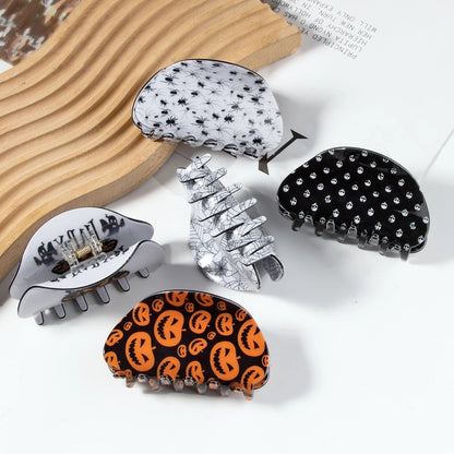 Halloween Minimalist Women's Pumpkin Lattice Spider PVC Hair Claws