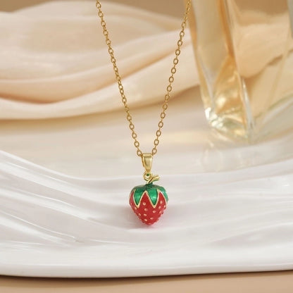 Minimalist Strawberry Copper Plating Pendant Necklace