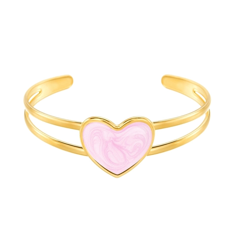 Elegant Minimalist Heart Shape 304 Stainless Steel Bangle In Bulk