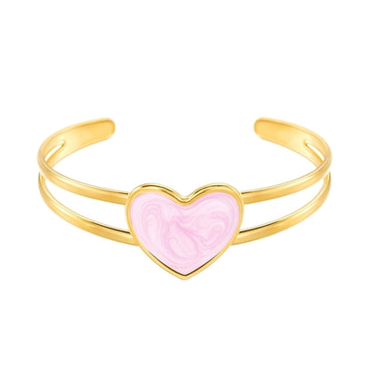 Elegant Minimalist Heart Shape 304 Stainless Steel Bangle In Bulk