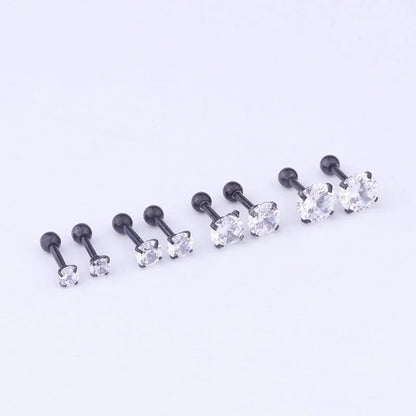 Ear Cartilage Rings & Studs Fashion Geometric 316L Stainless Steel Inlaid Zircon
