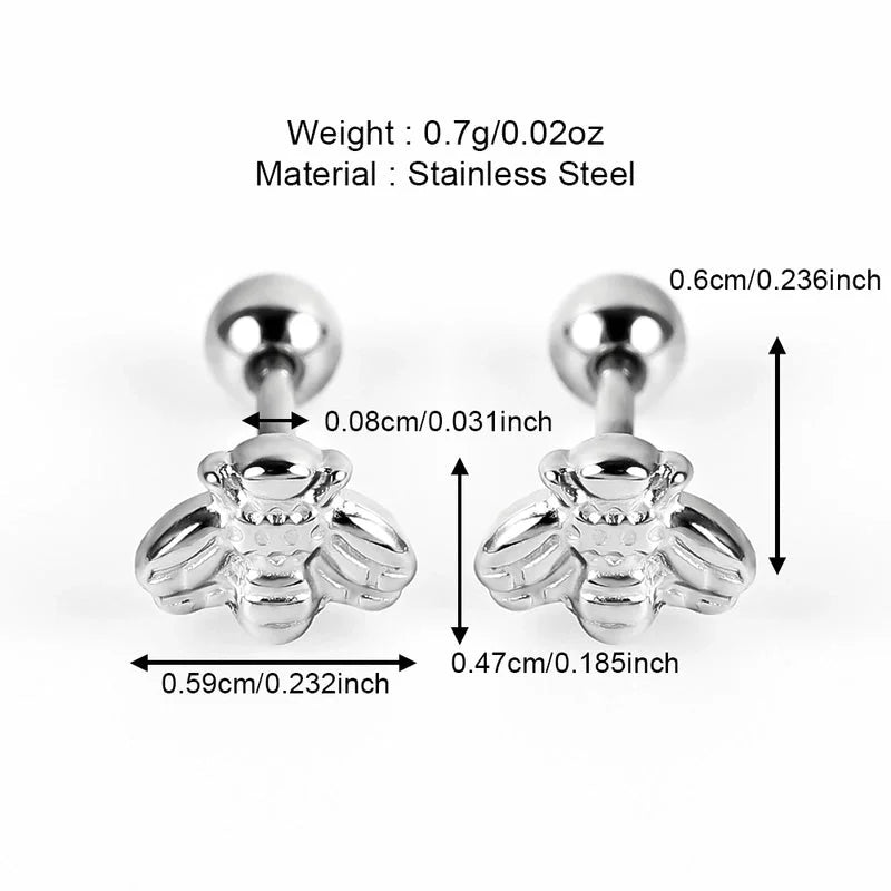1 Pair Minimalist Classic Style Shiny Geometric Polishing Inlay 304 Stainless Steel Zircon Cartilage Earrings