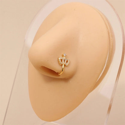 1 Piece Nose Rings & Studs Minimalist Geometric Copper Inlay Zircon 18K Gold Plated Nose Rings & Studs