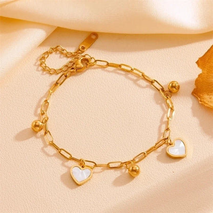 IG Style Sweet Star Heart Shape Butterfly Titanium Steel Acrylic 18K Gold Plated Inlay Bracelets Anklet