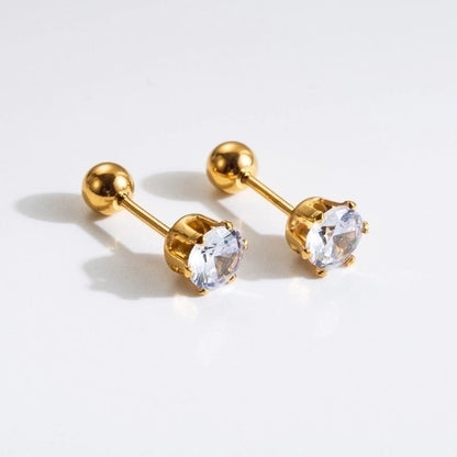 1 Pair Commute Rabbit Heart Shape Crown 304 Stainless Steel 18K Gold Plated Ear Studs