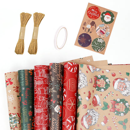 Christmas Gift Gift Box Wrapping Paper Brown Kraft Paper Uv Printing Environmentally Friendly Christmas Wrapping Paper Set