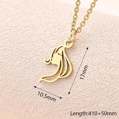 Casual Modern Style Minimalist Compass Mermaid Snowflake 304 Stainless Steel Gold Plated Polishing Plating Pendant Necklace