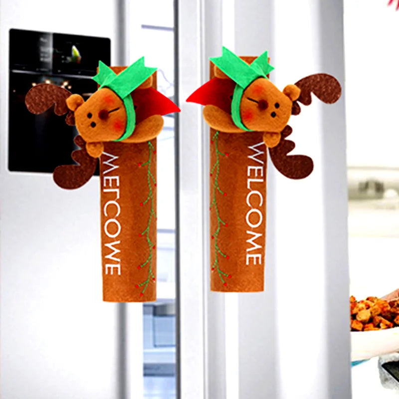 Hot-selling Christmas Small Gifts Velvet Christmas Doll Refrigerator Handle Decoration Christmas Home Supplies