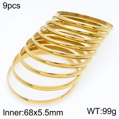 Minimalist Round Stainless Steel 18K Gold Plated Bangle In Bulk