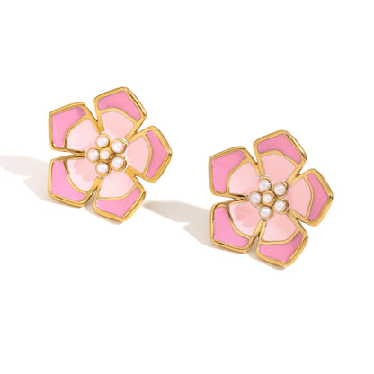 Fashion Petal Geometric Flower Stainless Steel Electroplating Necklaces