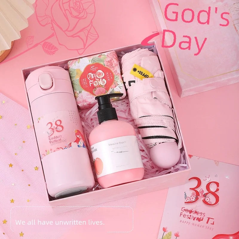 Business Gift Set Women's Day Gift Employee Activity Insulated Cup Umbrella Suitable For Clients