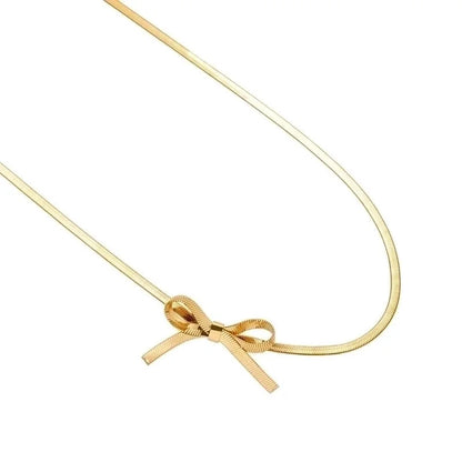 IG Style Minimalist Solid Color Bow Knot 304 Stainless Steel 18K Gold Plated Plating Choker