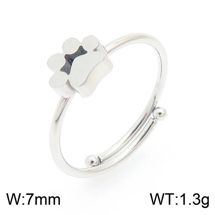 Minimalist Korean Style Animal Paw Print Titanium Steel 18K Gold Plated Plating Bracelets Earrings Necklace