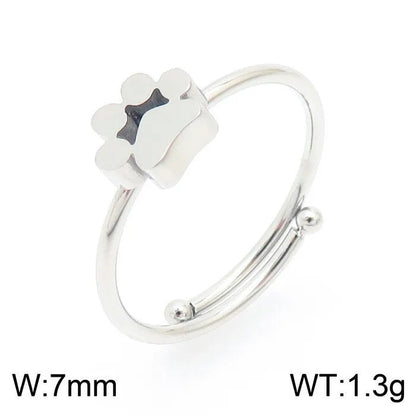 Minimalist Korean Style Animal Paw Print Titanium Steel 18K Gold Plated Plating Bracelets Earrings Necklace