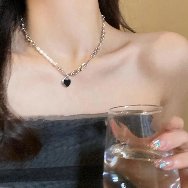 Minimalist Commute Heart Shape Alloy Inlay Zircon Women's Pendant Necklace Necklace