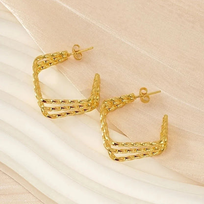 1 Pair Minimalist Classic Style Solid Color 304 Stainless Steel 18K Gold Plated Earrings Ear Studs