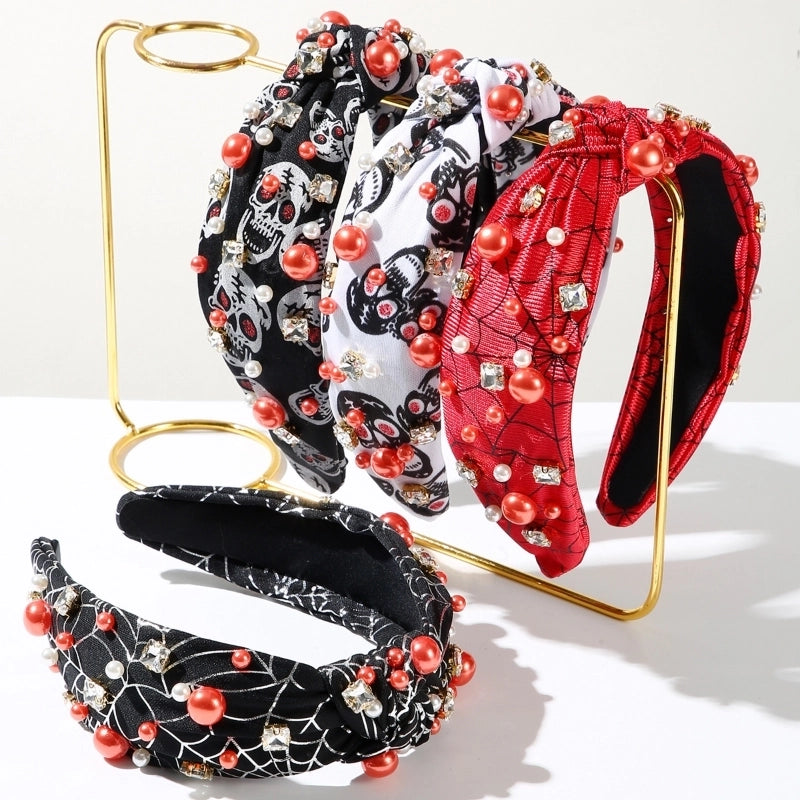 Women's Hip-Hop Funny Halloween Pattern Spider Web Alloy Diamond Hair Band