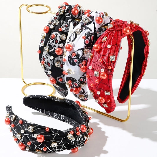 Women's Hip-Hop Funny Halloween Pattern Spider Web Alloy Diamond Hair Band