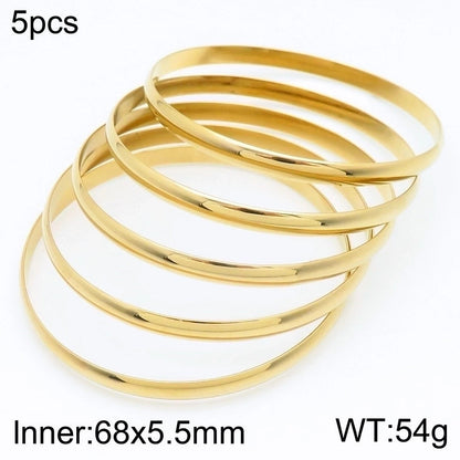 Minimalist Round Stainless Steel 18K Gold Plated Bangle In Bulk