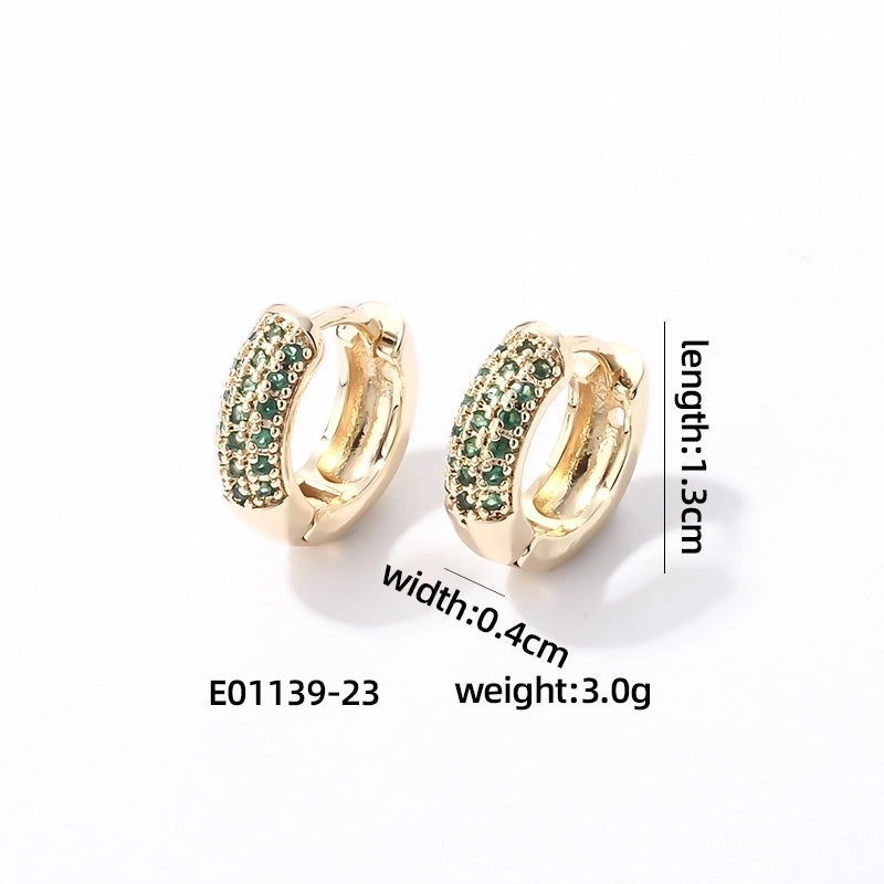 1 Pair Casual Modern Style Round Inlay Copper Zircon K Gold Plated Rhodium Plated Earrings