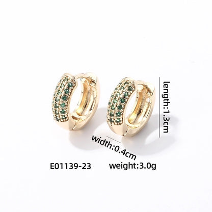 1 Pair Casual Modern Style Round Inlay Copper Zircon K Gold Plated Rhodium Plated Earrings