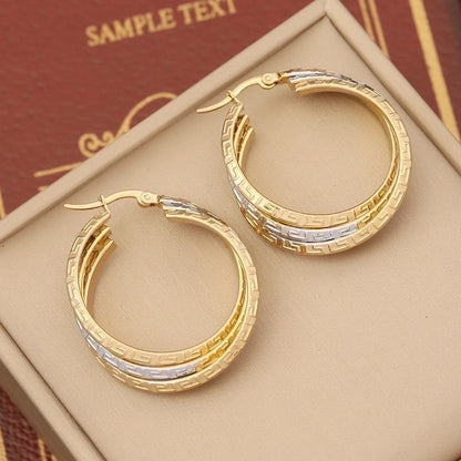 1 Pair Modern Style Round Plating Stainless Steel 18K Gold Plated Earrings