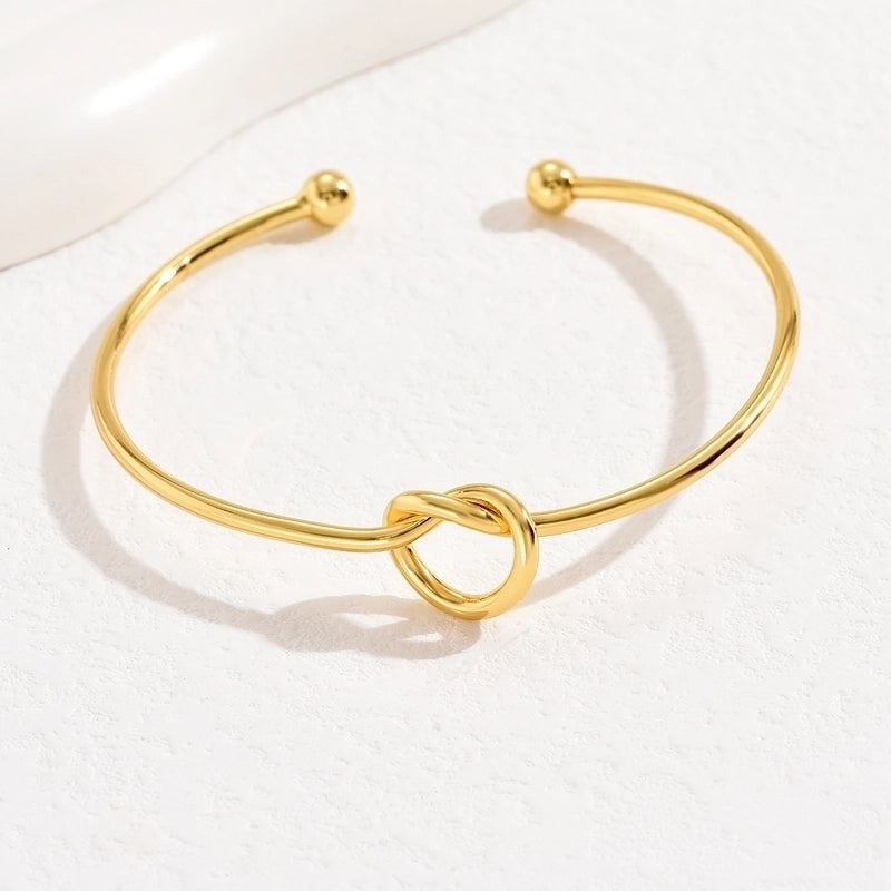 Minimalist Heart Shape Eye Copper Plating Artificial Pearls Zircon Bangle 1 Piece