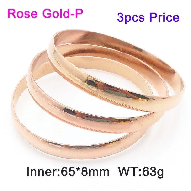 Minimalist Round Stainless Steel 18K Gold Plated Bangle In Bulk