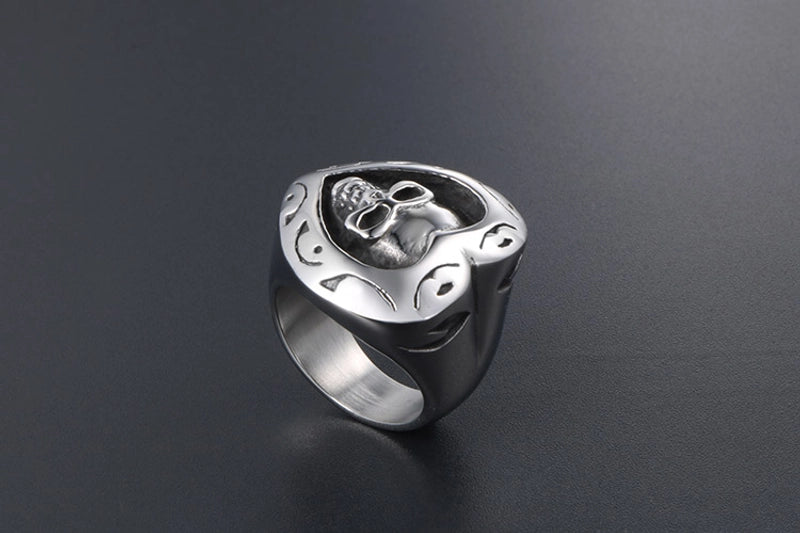 Retro Funny Skull 304 Stainless Steel Polishing Halloween Men's Rings