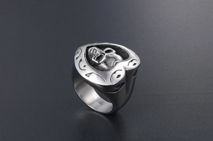 Retro Funny Skull 304 Stainless Steel Polishing Halloween Men's Rings