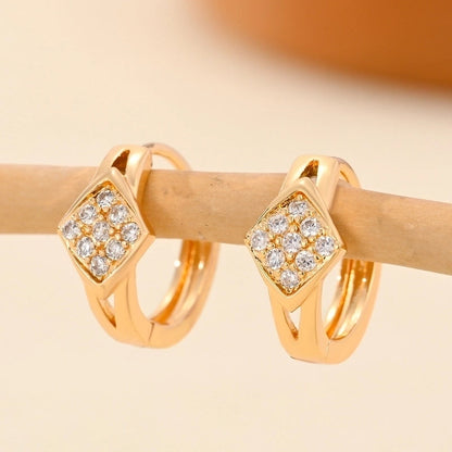 1 Pair Minimalist Solid Color Copper Zircon Earrings