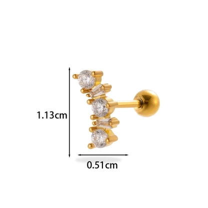 1 Piece Ear Cartilage Rings & Studs Minimalist Classic Style Pentagram Heart Shape Flower 316L Stainless Steel Copper Plating Inlay Zircon