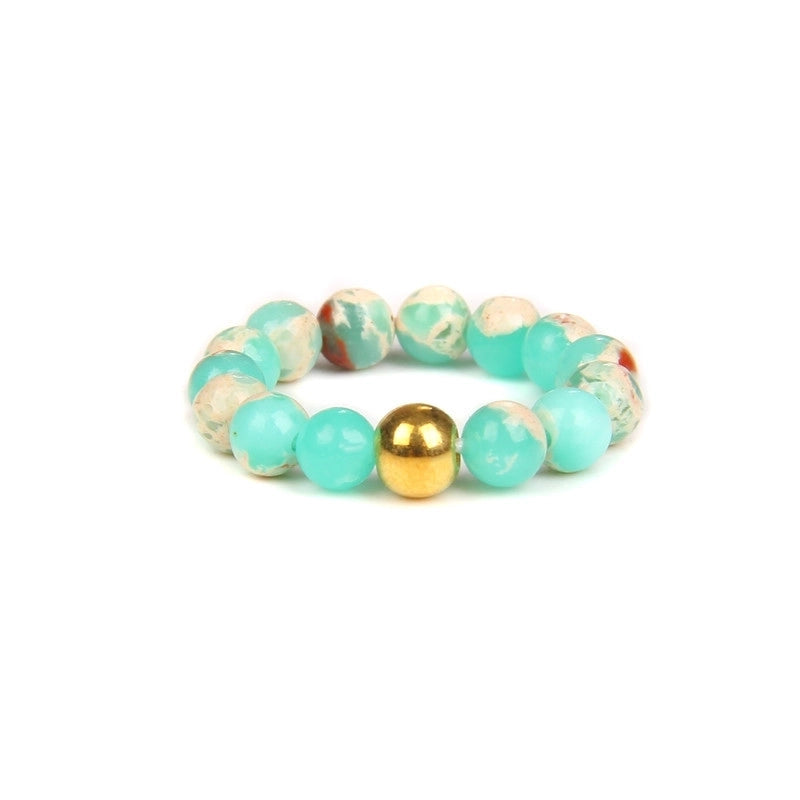 Retro Solid Color Natural Stone Beaded Rings 1 Piece