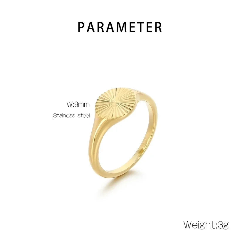 Basic Minimalist Classic Style Geometric 304 Stainless Steel 18K Gold Plated Rings