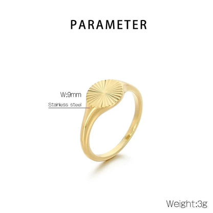 Basic Minimalist Classic Style Geometric 304 Stainless Steel 18K Gold Plated Rings