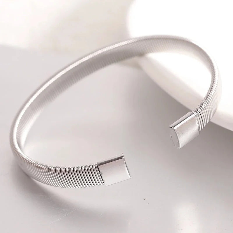 Minimalist Solid Color Titanium Steel Plating Cuff Bracelets