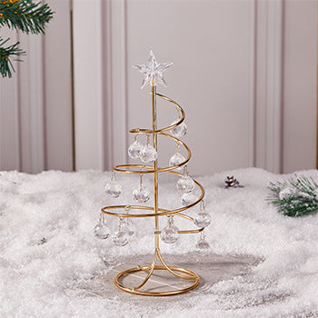 Christmas Electroplated Iron Tree Led Lighted Crystal Christmas Tree Desktop Decoration Christmas Eve Party Supplies