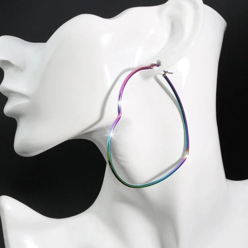 1 Pair Hip-Hop Exaggerated Luxurious Pentagram Round Heart Shape Plating 304 Stainless Steel Stainless Steel Earrings