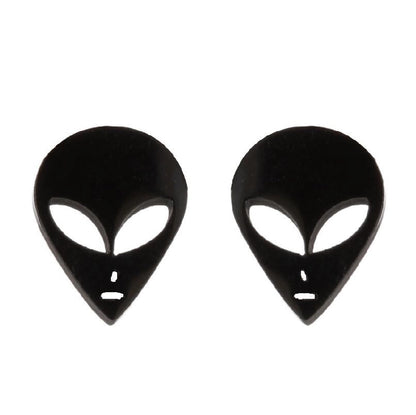 1 Pair Halloween Fashion Smile Face Star Skull Plating Hollow Out Stainless Steel Ear Studs