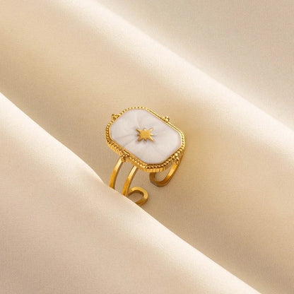 Basic Modern Style Classic Style Eight Awn Star Geometric 304 Stainless Steel 18K Gold Plated Polishing Enamel Open Rings