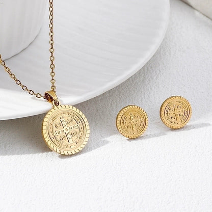 Vintage Style Geometric 304 Stainless Steel 18K Gold Plated Plating Earrings Necklace