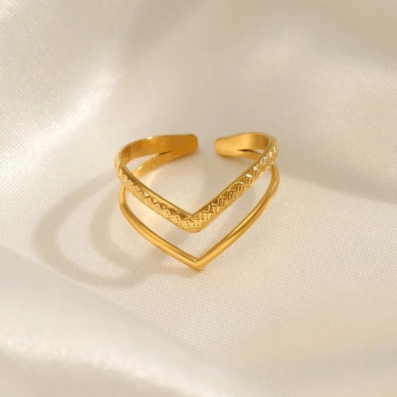 Basic Letter 304 Stainless Steel 18K Gold Plated Plating Open Rings
