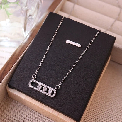 304 Stainless Steel Copper 18K Gold Plated K Gold Plated Inlay Geometric Zircon Pendant Necklace