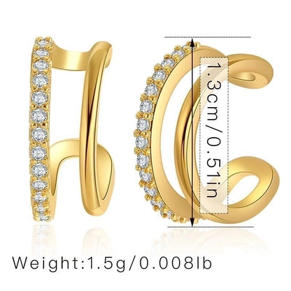 Retro Minimalist C Shape Copper Plating Inlay Zircon Ear Cuffs 1 Pair