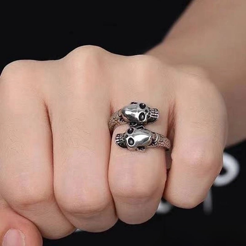 Retro Skull Alloy Plating Halloween Unisex Open Rings