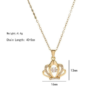 304 Stainless Steel Copper 18K Gold Plated K Gold Plated Inlay Heart Shape Wings Butterfly Zircon Pendant Necklace