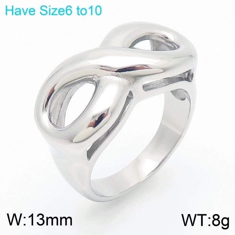 304 Stainless Steel 18K Gold Plated Minimalist Hollow Out Inlay Infinity Rhinestones Rings