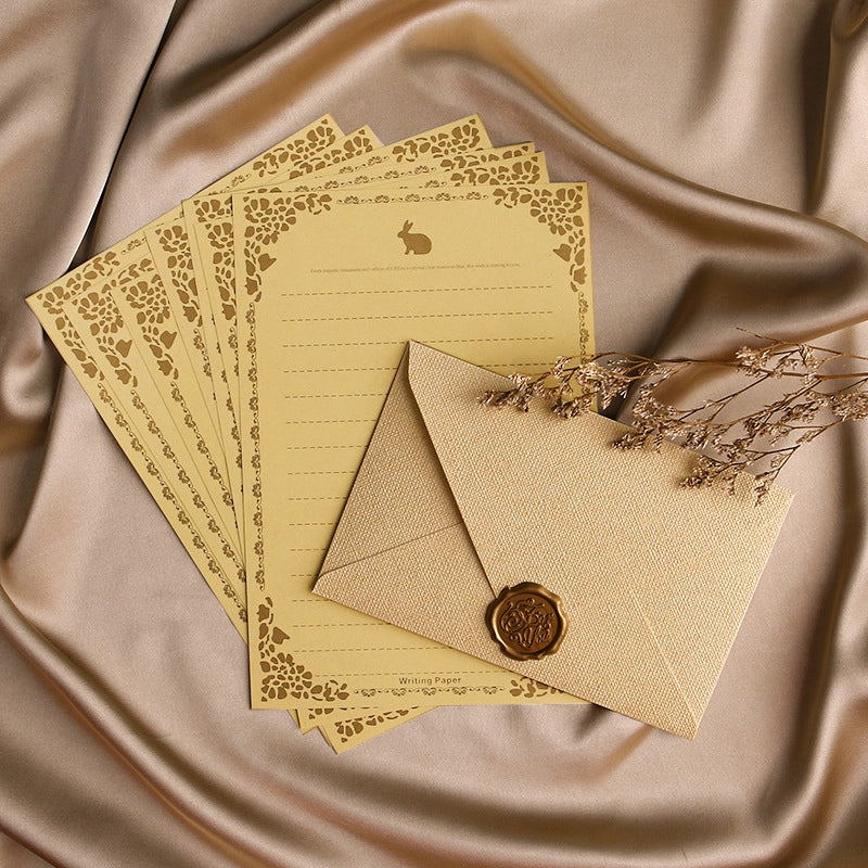 Linen Envelope Letter Paper Set Retro Love Letter Chinese Style Cowhide Special Paper Invitation Postcard Fire Paint Envelope